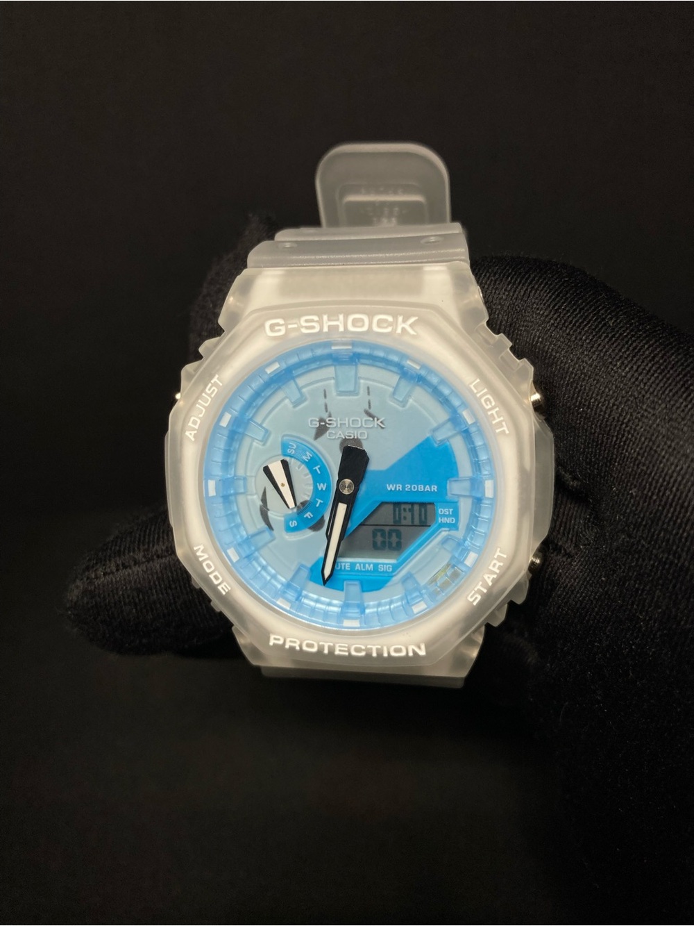 Custom G Shock Blue and Clear Ga 2100 Model